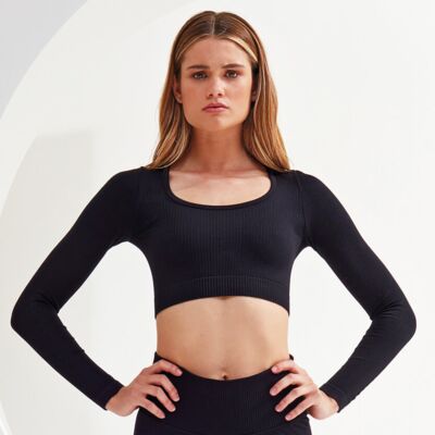 Women’s TriDri® ribbed seamless '3D Fit' crop top Thumbnail
