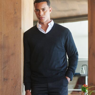 Cashmere touch acrylic v-neck jumper Thumbnail